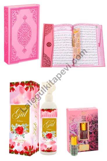 Gül kokusu Ve Gül Esansı Kuranı Kerim Orta Boy üçlü Set