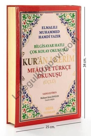 Arapça Türkçe Okunuşlu ve Mealli Kuranı Kerim Üçlü Kuran Cami Boy 