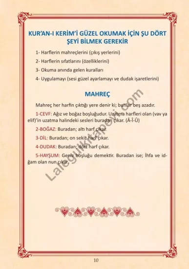 Kuranı Kerimi Tecvid ile Okumaya Hazırlık Elifbası 30 Adet