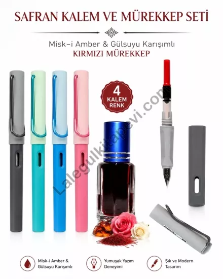 Safran  Kalemi Ve Mürekkebi Misk-i Amber Gülsuyu Karışımlı Set