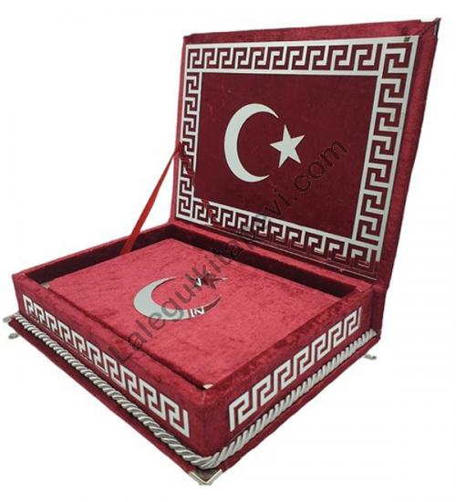 Kadife kaplı pleksi işlemeli sandıklı Kadife